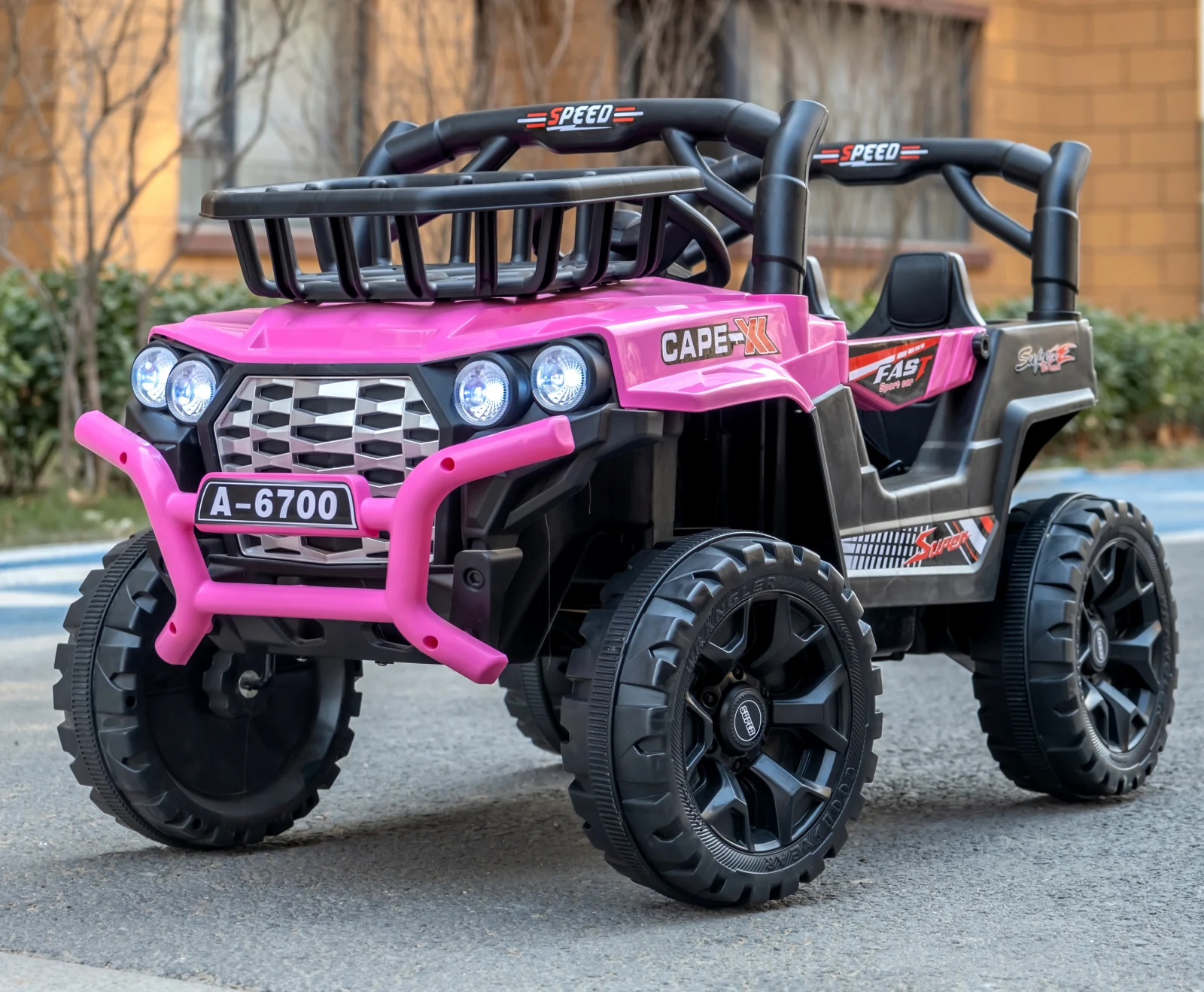 Masinuta electrica copii, 4x4, CAPE-X, 100W, 12V, scaun tapitat, roz [17]