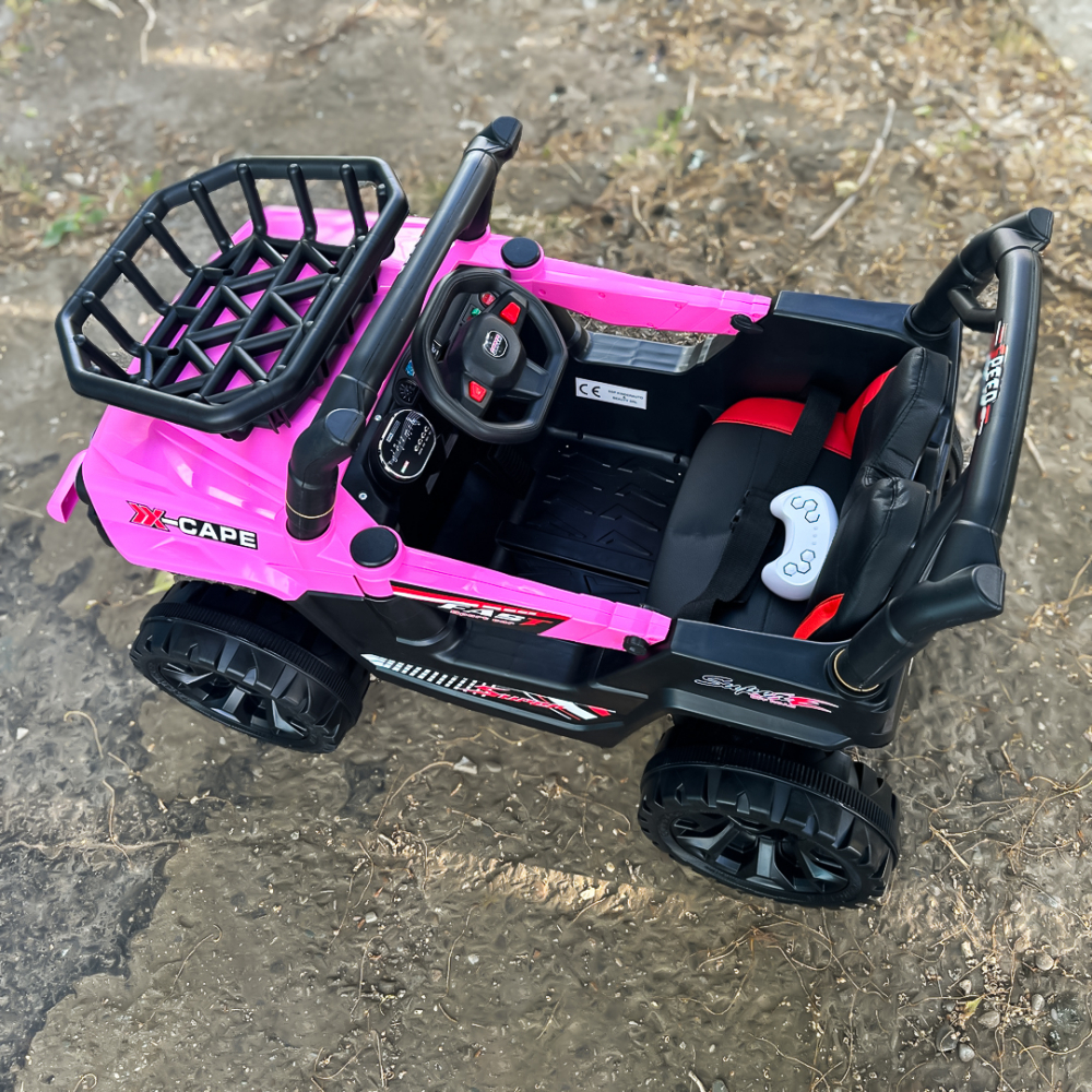 Masinuta electrica copii, 4x4, CAPE-X, 100W, 12V, scaun tapitat, roz [8]