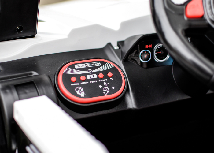 Ride-on electric car, SuperCar 4x4, 100W, 12V, leather seat, music player, white [12]