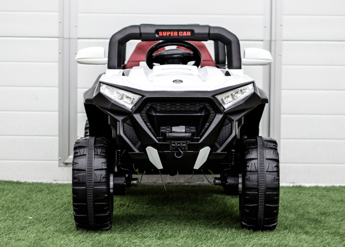 Ride-on electric car, SuperCar 4x4, 100W, 12V, leather seat, music player, white [3]