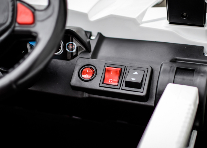 Ride-on electric car, SuperCar 4x4, 100W, 12V, leather seat, music player, white [11]