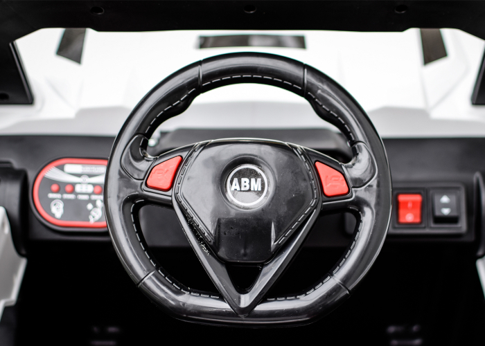Ride-on electric car, SuperCar 4x4, 100W, 12V, leather seat, music player, white [10]