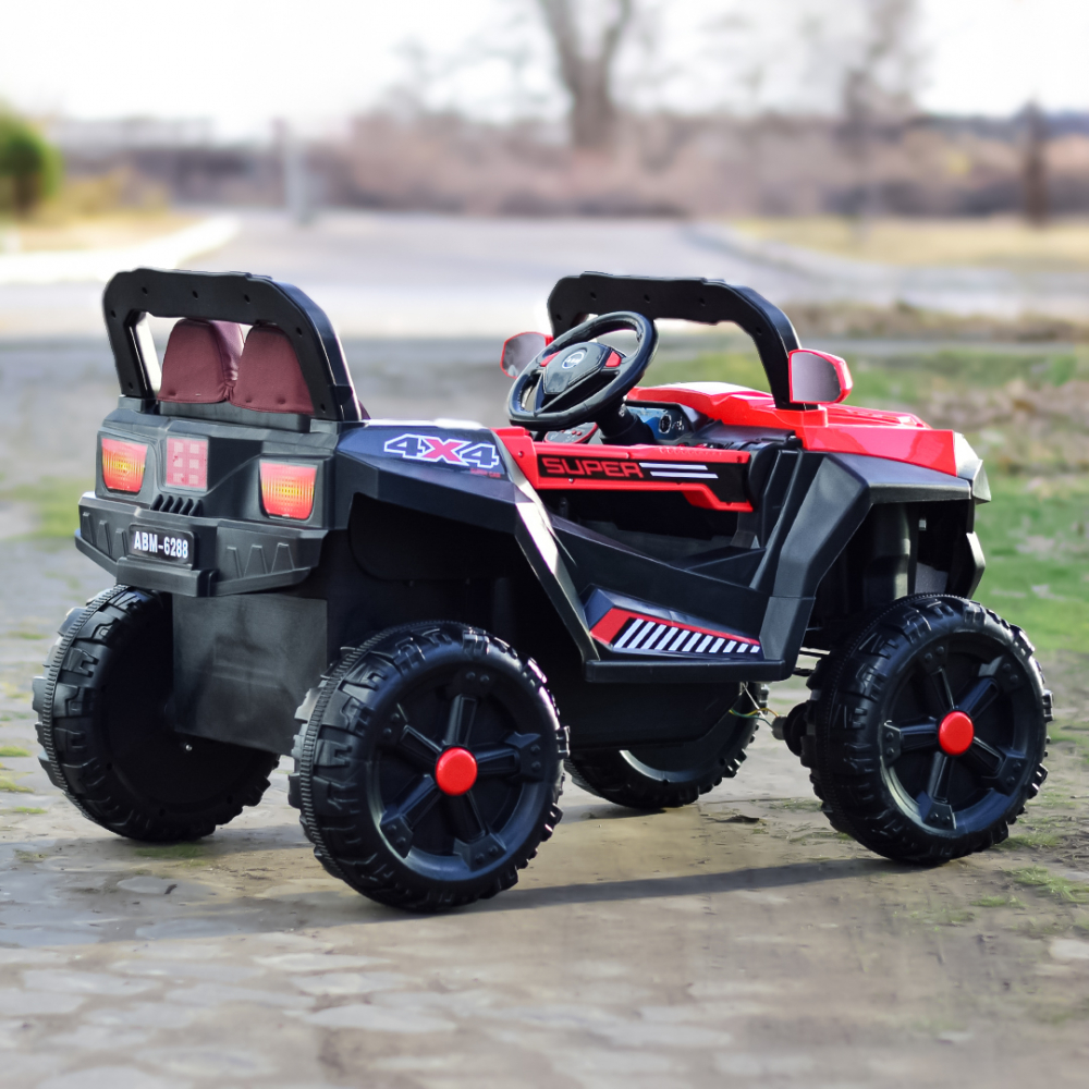 Masinuta electrica copii 4x4 SuperCar, 100W, 12V, scaun tapitat, music player, rosu [7]