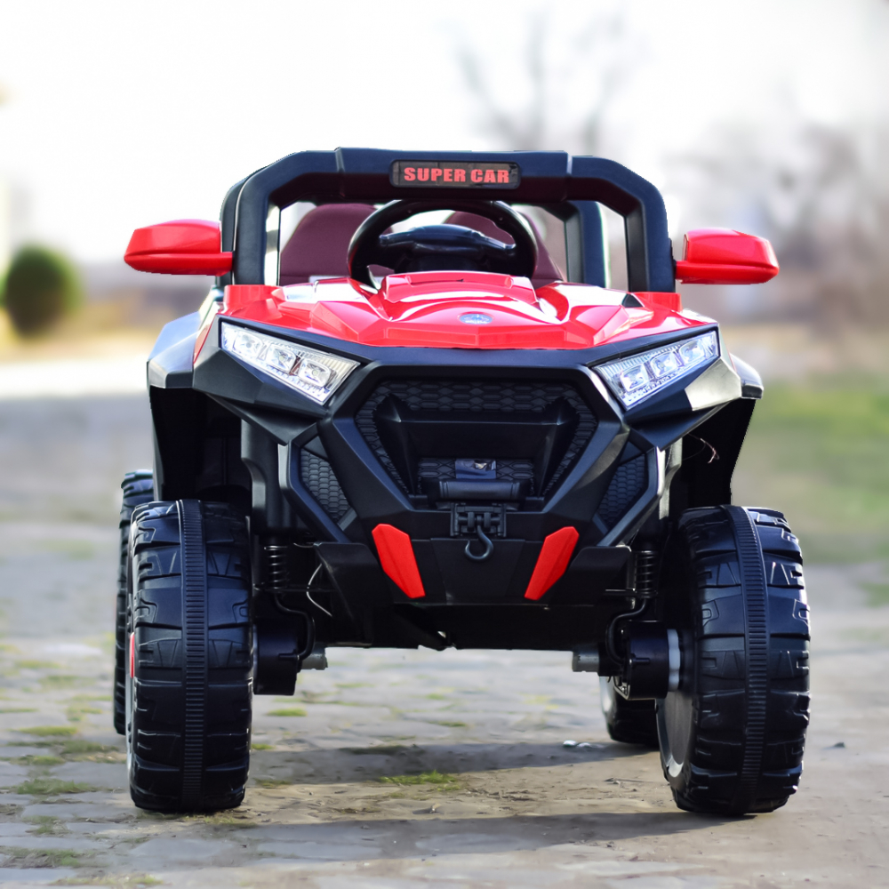 Masinuta electrica copii 4x4 SuperCar, 100W, 12V, scaun tapitat, music player, rosu [3]