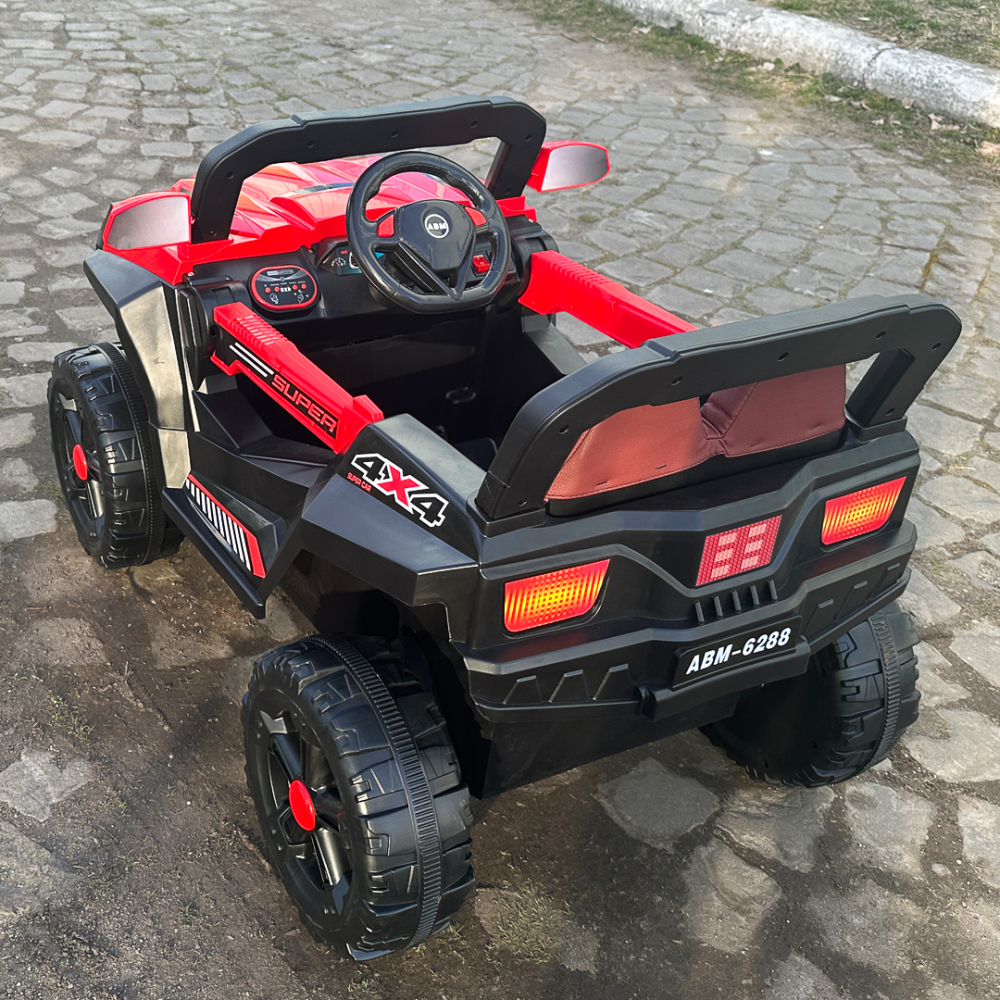Masinuta electrica copii 4x4 SuperCar, 100W, 12V, scaun tapitat, music player, rosu [17]