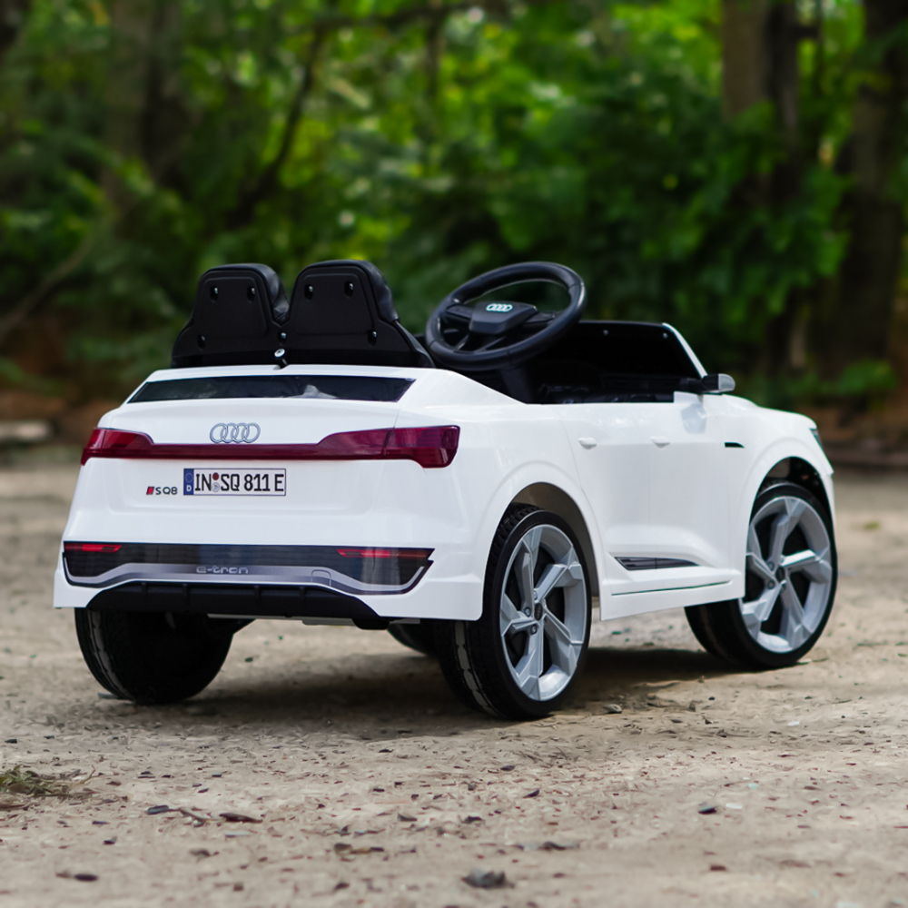 Ride-on electric car, Audi SQ8, 70W, 12V, soft EVA wheels and seat with ecological leather, white [10]