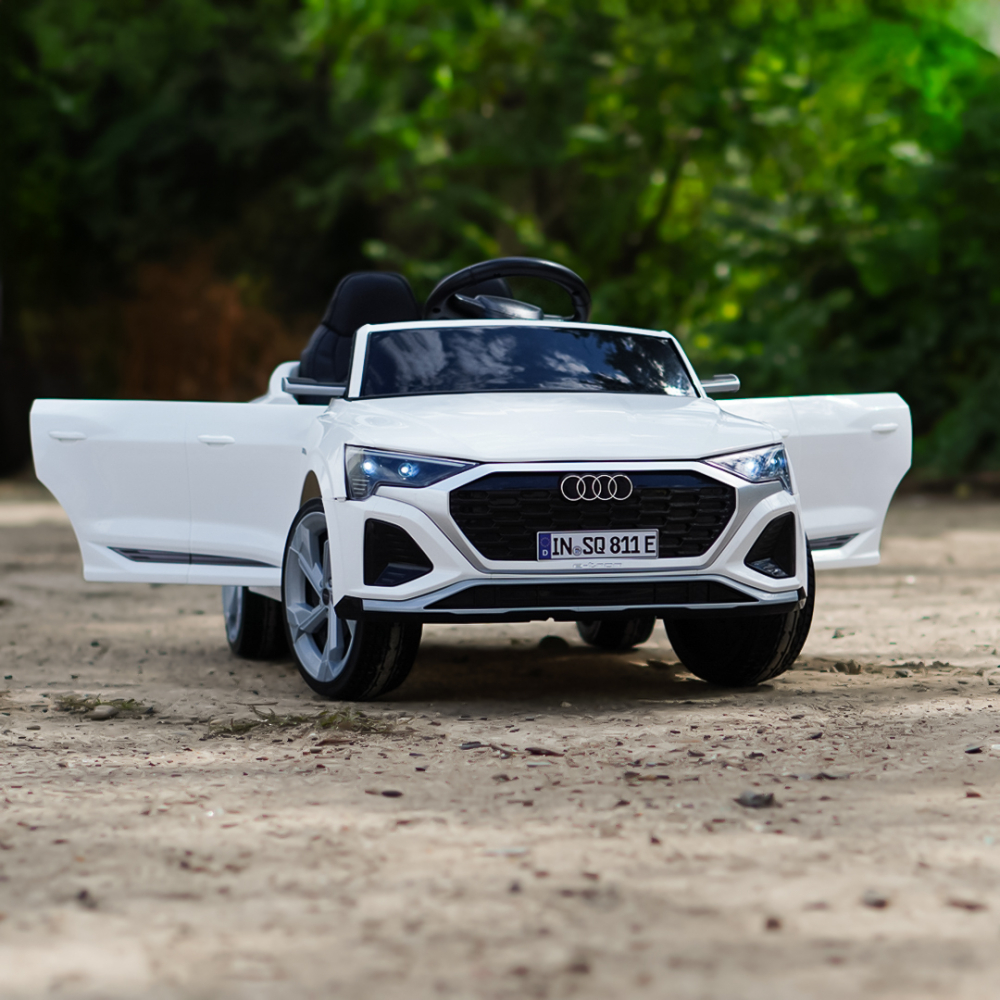 Ride-on electric car, Audi SQ8, 70W, 12V, soft EVA wheels and seat with ecological leather, white [2]