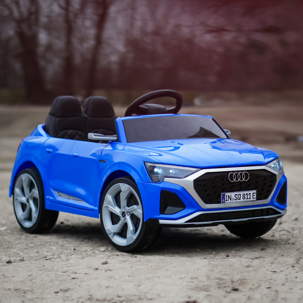 Masinuta electrica copii, Audi SQ8, 70W, 12V, roti moi EVA si scaun tapitat cu piele ecologica, albastra [2]