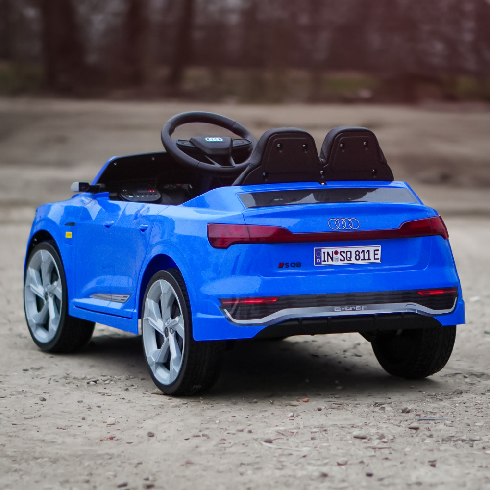 Masinuta electrica copii, Audi SQ8, 70W, 12V, roti moi EVA si scaun tapitat cu piele ecologica, albastra [10]