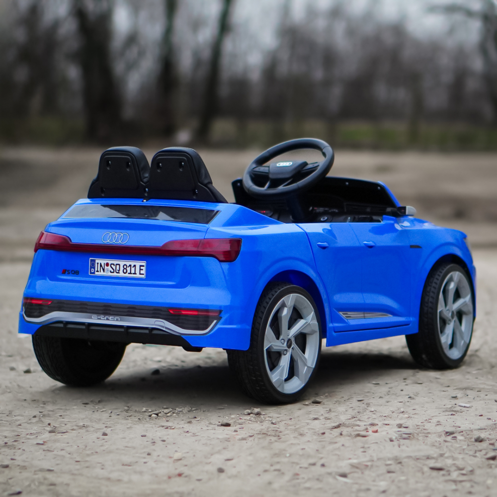 Masinuta electrica copii, Audi SQ8, 70W, 12V, roti moi EVA si scaun tapitat cu piele ecologica, albastra [12]