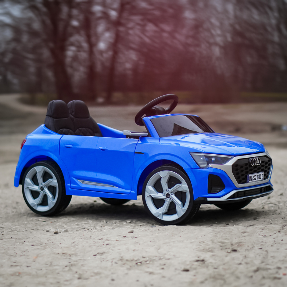 Masinuta electrica copii, Audi SQ8, 70W, 12V, roti moi EVA si scaun tapitat cu piele ecologica, albastra [3]
