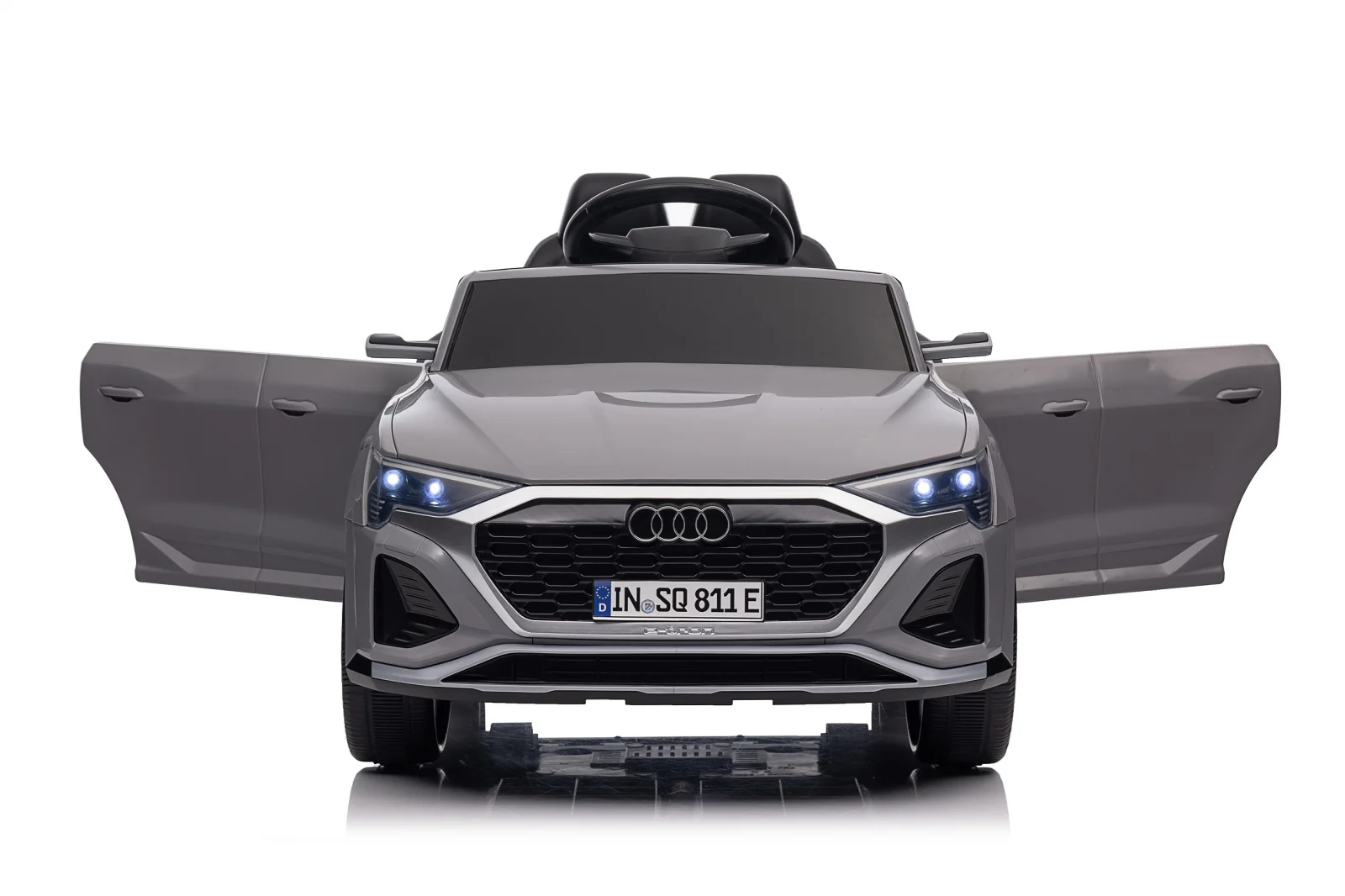 Masinuta electrica copii, Audi SQ8, 70W, 12V, roti moi EVA si scaun tapitat cu piele ecologica, gri [24]