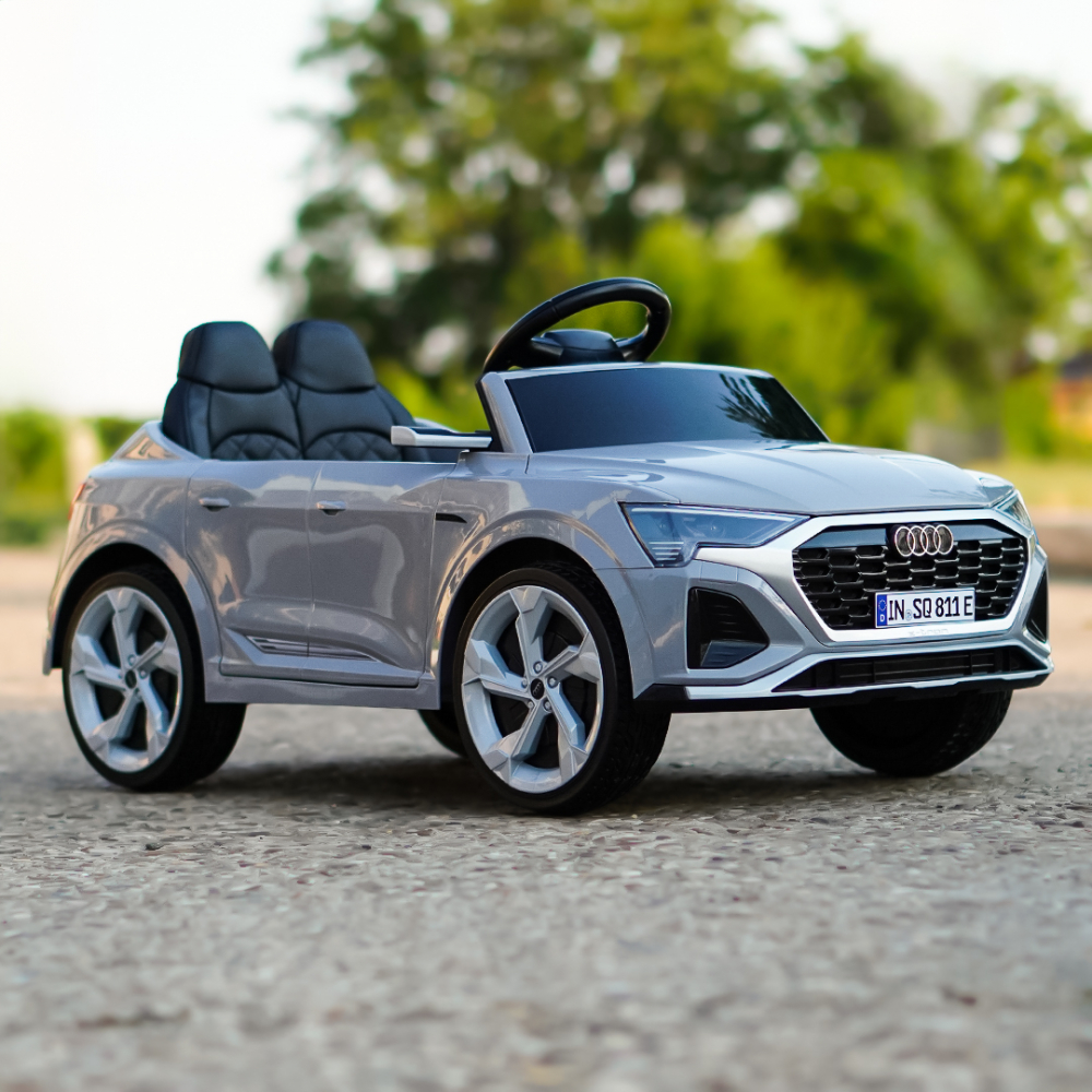 Masinuta electrica copii, Audi SQ8, 70W, 12V, roti moi EVA si scaun tapitat cu piele ecologica, gri [11]
