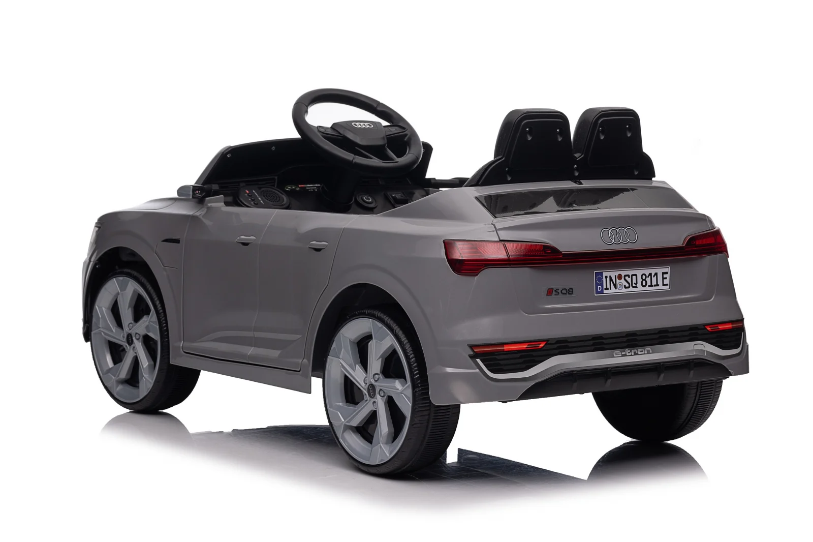 Masinuta electrica copii, Audi SQ8, 70W, 12V, roti moi EVA si scaun tapitat cu piele ecologica, gri [27]
