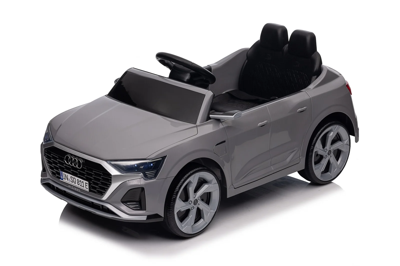 Masinuta electrica copii, Audi SQ8, 70W, 12V, roti moi EVA si scaun tapitat cu piele ecologica, gri [21]