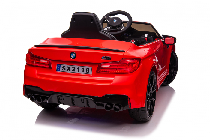 Masinuta electrica Bmw M5 Competition,12V, 90W, roti EVA, scaun tapitat,premium, rosie [7]