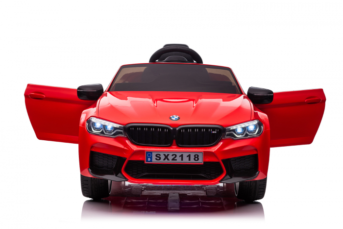 Masinuta electrica Bmw M5 Competition,12V, 90W, roti EVA, scaun tapitat,premium, rosie [2]