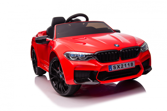 Masinuta electrica Bmw M5 Competition,12V, 90W, roti EVA, scaun tapitat,premium, rosie [8]