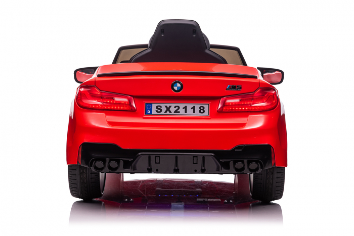 Masinuta electrica Bmw M5 Competition,12V, 90W, roti EVA, scaun tapitat,premium, rosie [4]