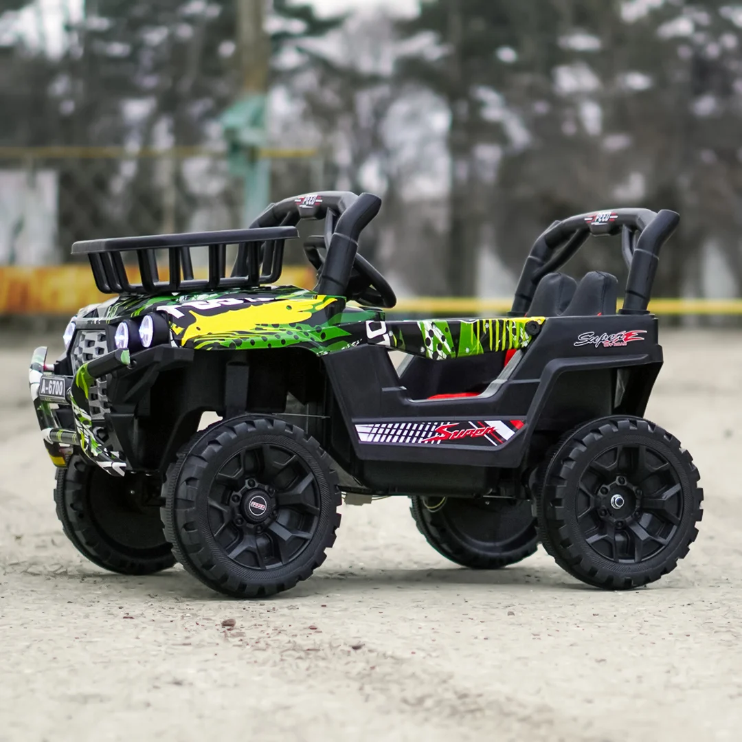 Electric Ride-On Car for Kids CAPE-X 4x4, 100W, 12V, Upholstered Seat, Graffiti Green [3]