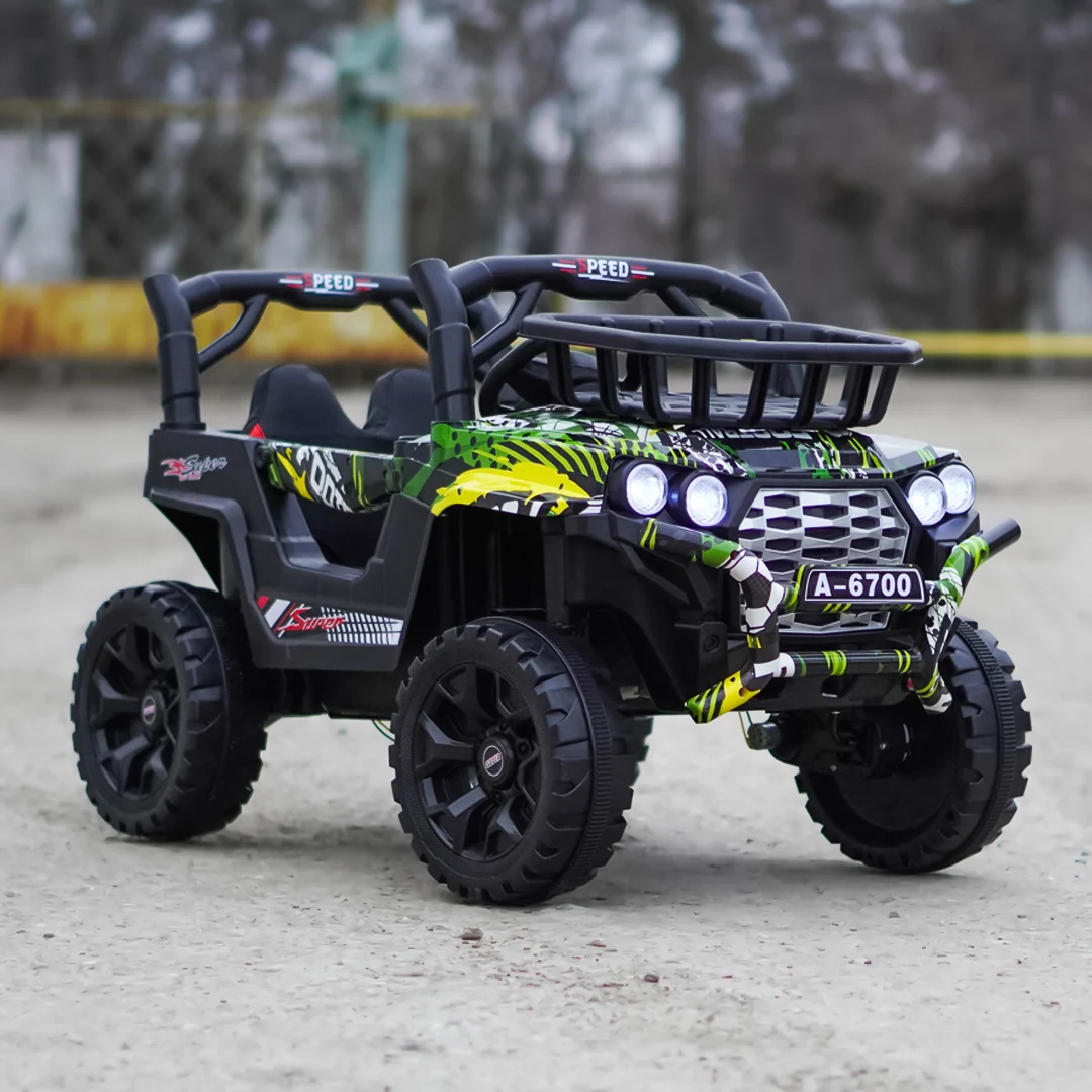 Electric Ride-On Car for Kids CAPE-X 4x4, 100W, 12V, Upholstered Seat, Graffiti Green [4]