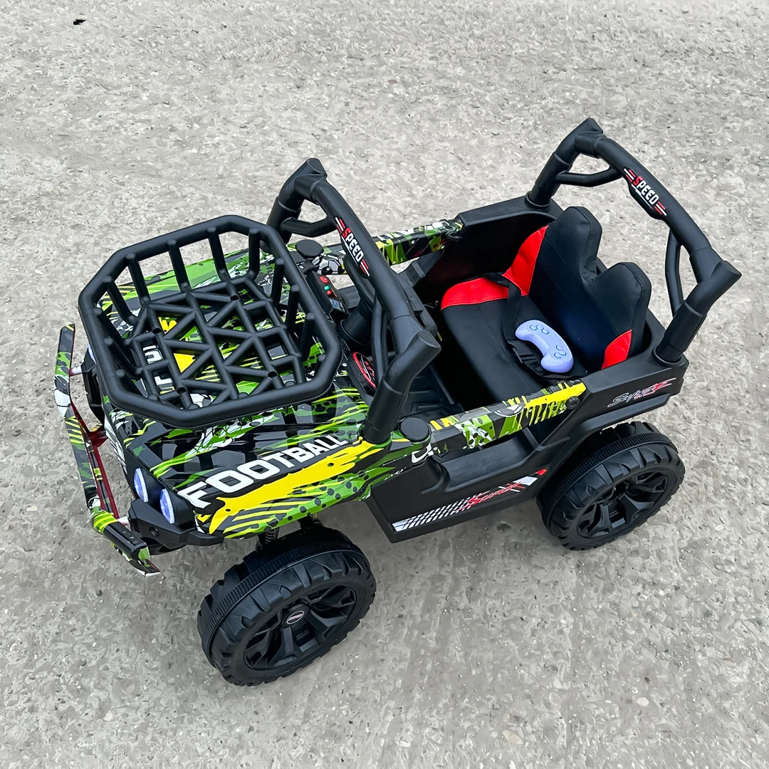 Electric Ride-On Car for Kids CAPE-X 4x4, 100W, 12V, Upholstered Seat, Graffiti Green [8]