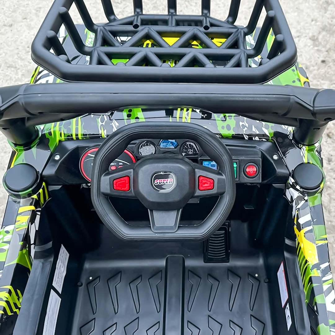 Electric Ride-On Car for Kids CAPE-X 4x4, 100W, 12V, Upholstered Seat, Graffiti Green [9]