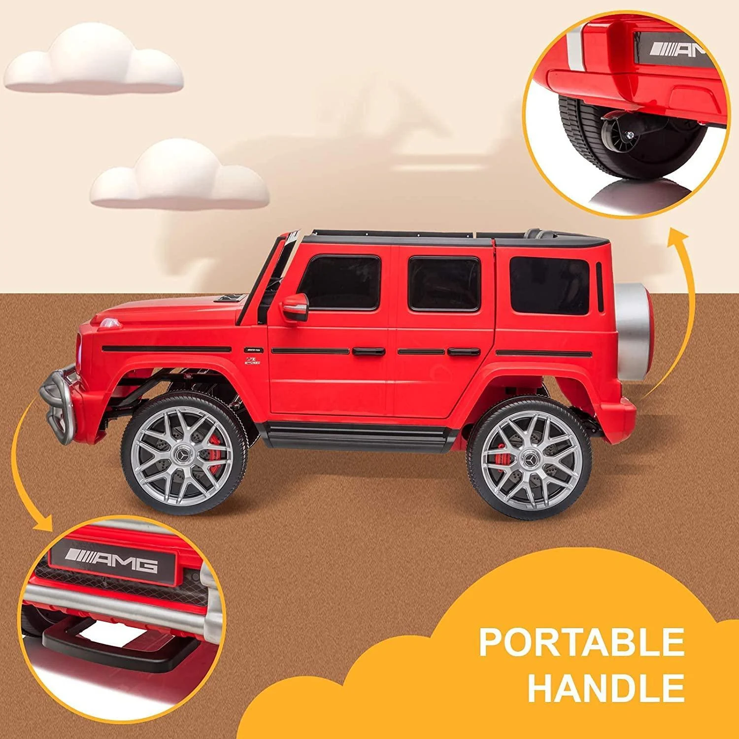 Licensed ride-on car for children Mercedes G63 XXL, with 2 seats, 4x4, 180W 12V, premium, red [3]