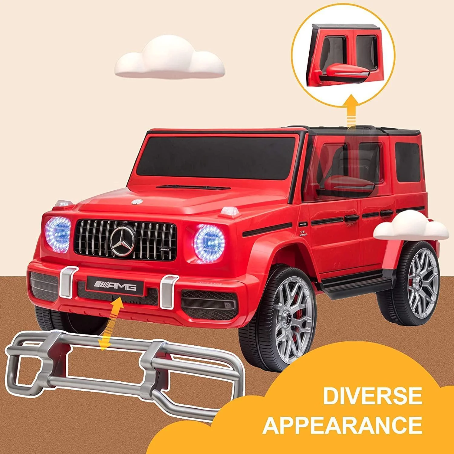 Licensed ride-on car for children Mercedes G63 XXL, with 2 seats, 4x4, 180W 12V, premium, red [5]