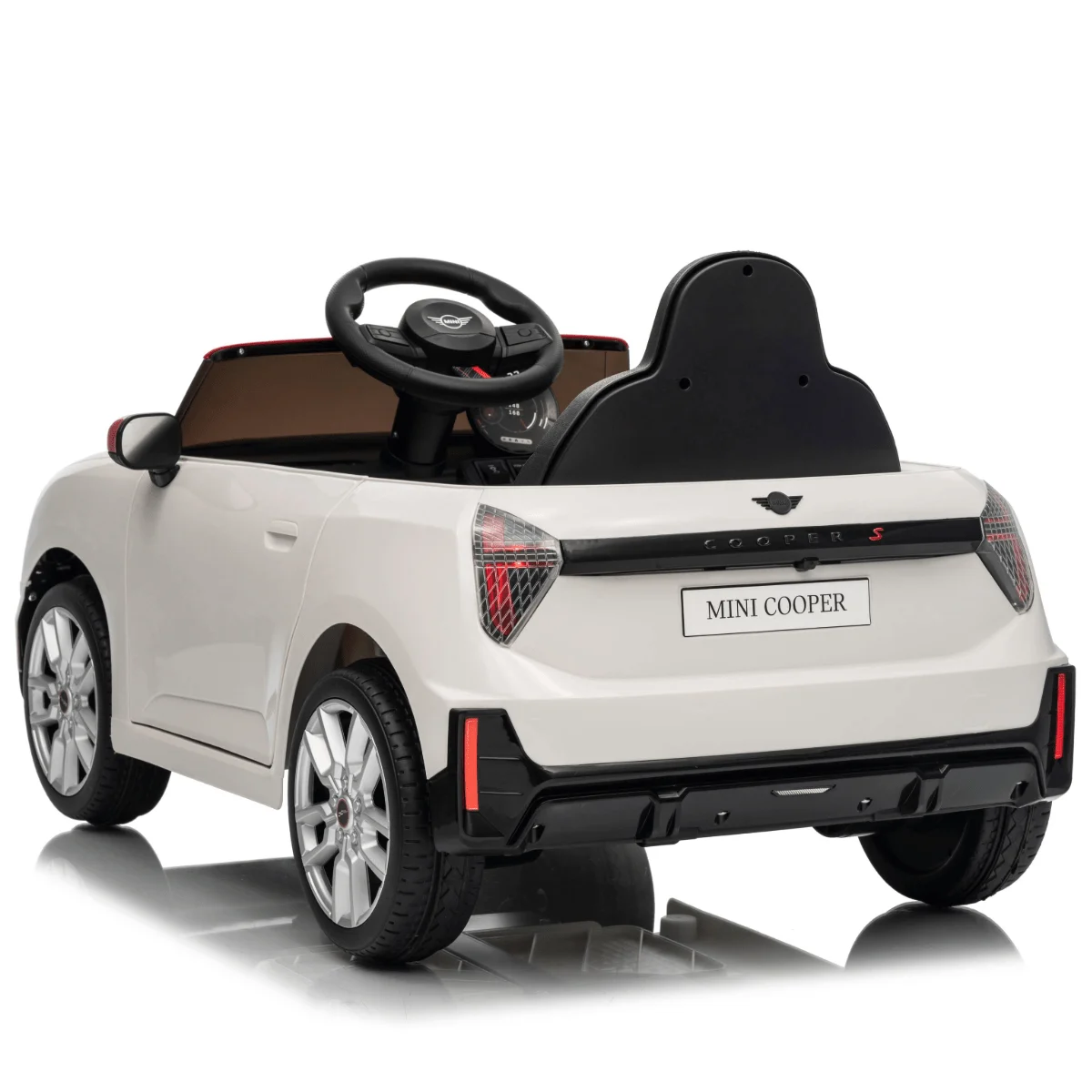 Masinuta electrica copii, Mini COOPER 90W 12V 7Ah, roti EVA, scaun tapitat, alba [5]