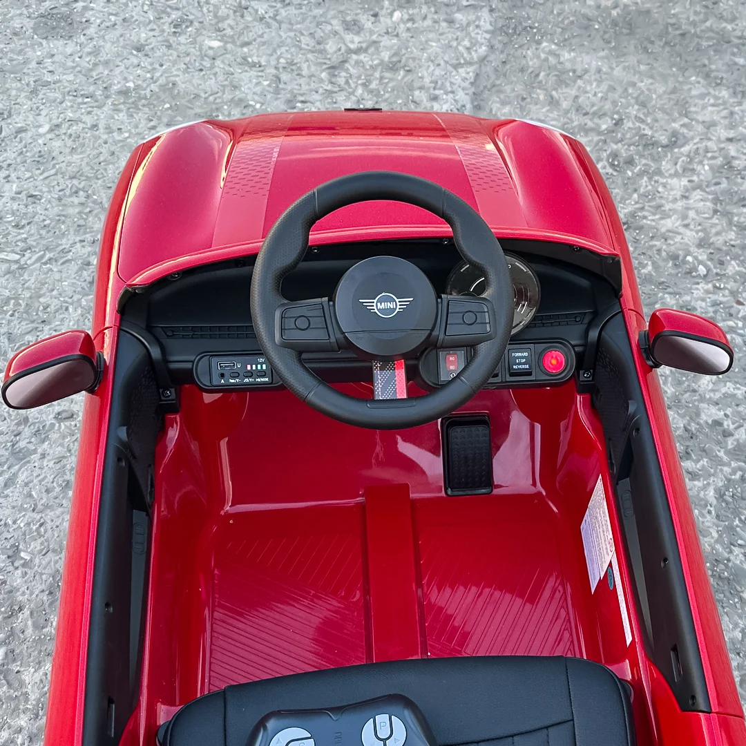 Masinuta electrica copii, Mini COOPER 90W 12V 7Ah, roti EVA, scaun tapitat, rosie [5]