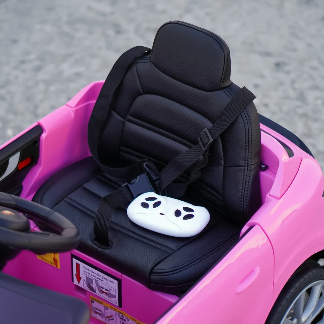 Masinuta electrica copii, Porsche Cayenne 70W 12V, scaun tapitat, culoare roz [8]