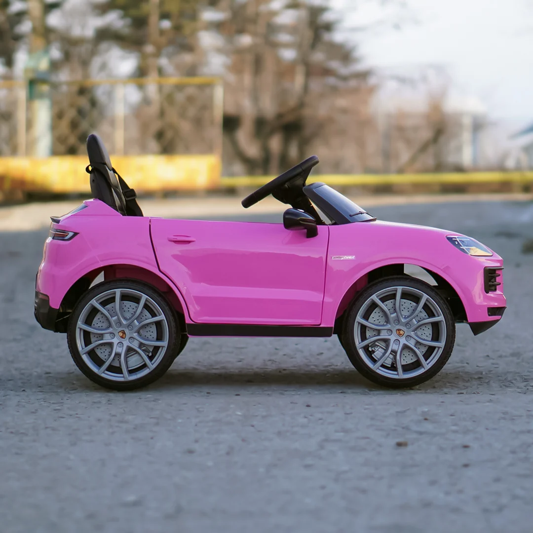 Masinuta electrica copii, Porsche Cayenne 70W 12V, scaun tapitat, culoare roz [6]
