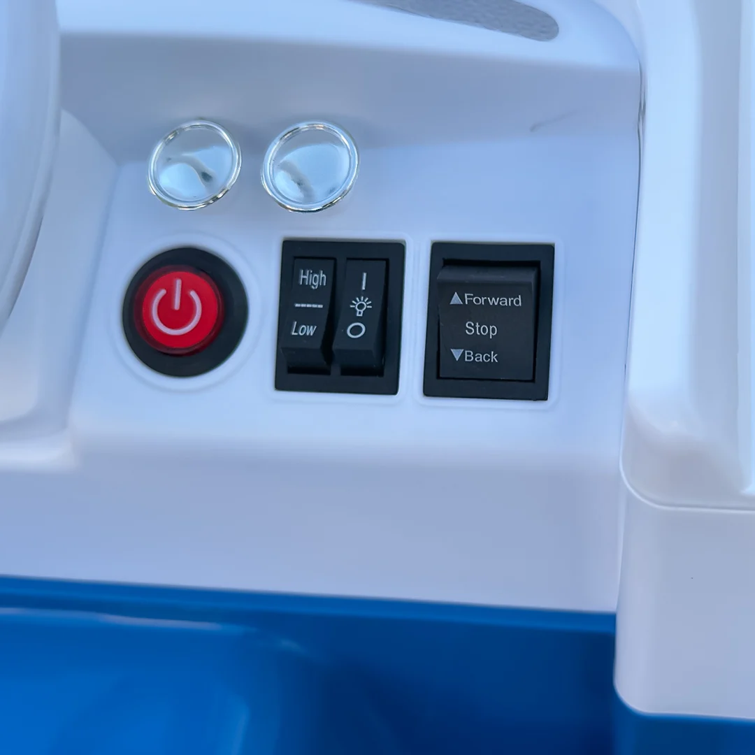 Masinuta electrica copii, VW Samba Bus 70W, baterie 12V 7Ah, roti moi, scaun tapitat, albastra [4]