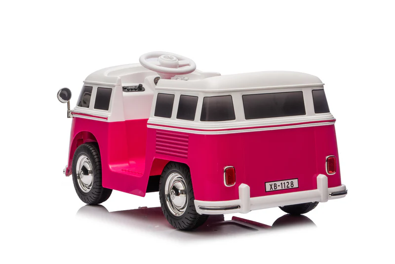 Masinuta electrica copii, VW Samba Bus 70W, baterie 12V 7Ah, roti moi, scaun tapitat, roz [13]