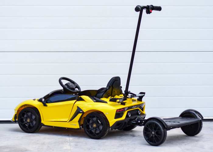 Masinuta electrica cu hoverboard, Lamborghini Aventador SVJ, 70W, 12V 14Ah premium, Galben [11]