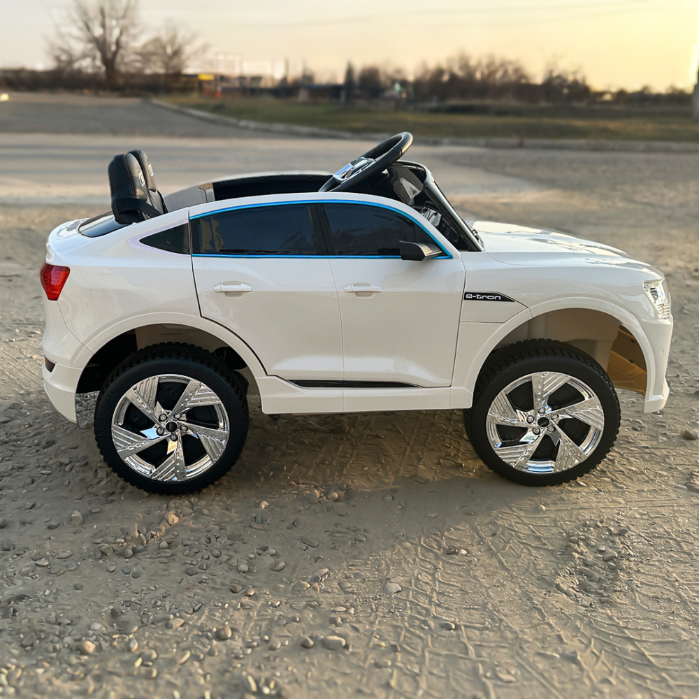 Electric licensed ride-on car for children Audi E-tron Sportback, leather seat & EVA wheels, white [6]
