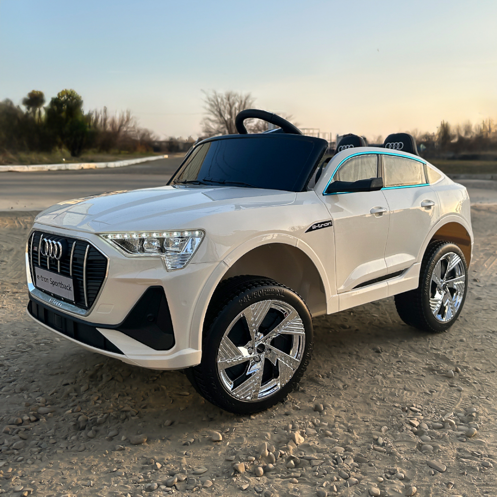 Electric licensed ride-on car for children Audi E-tron Sportback, leather seat & EVA wheels, white [4]