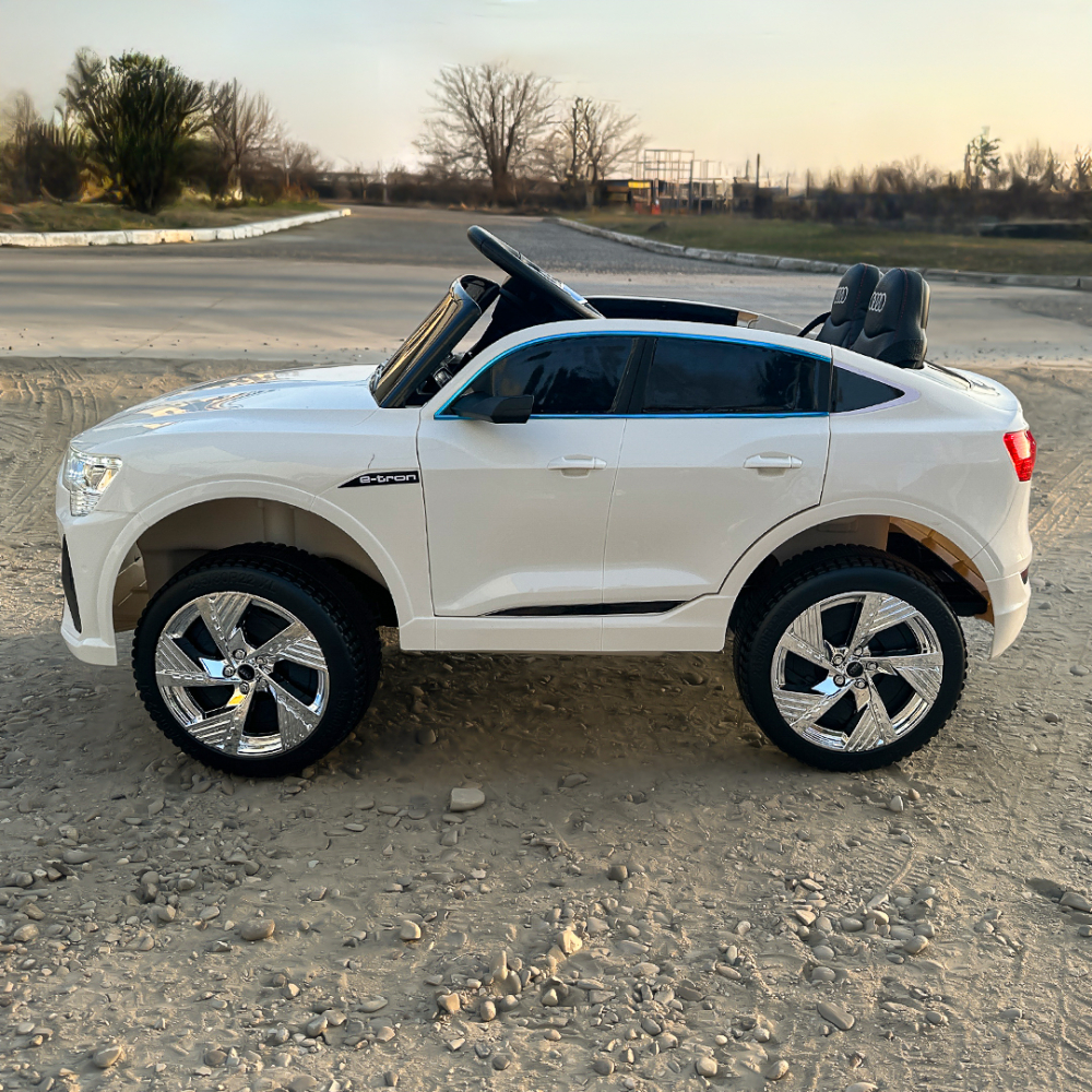 Electric licensed ride-on car for children Audi E-tron Sportback, leather seat & EVA wheels, white [9]