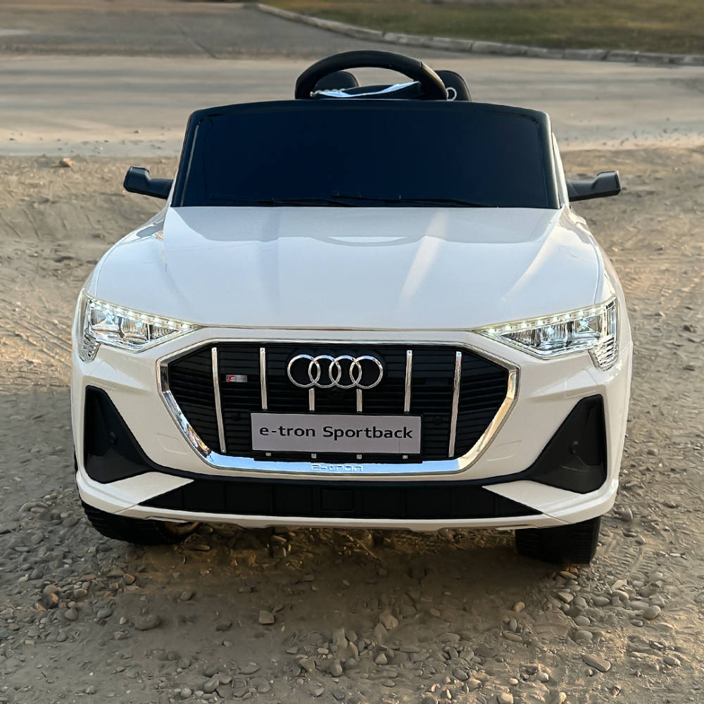 Electric licensed ride-on car for children Audi E-tron Sportback, leather seat & EVA wheels, white [10]