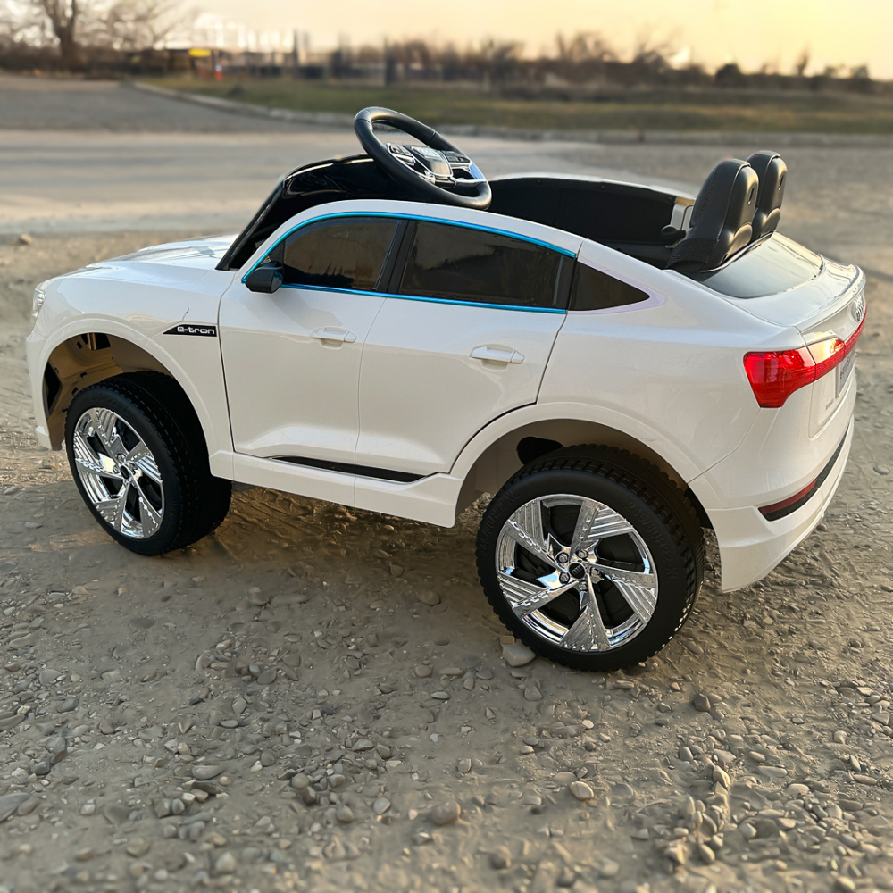 Electric licensed ride-on car for children Audi E-tron Sportback, leather seat & EVA wheels, white [8]