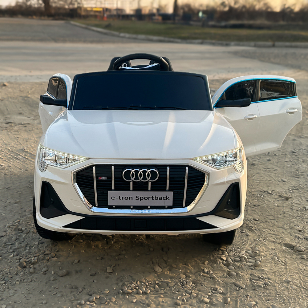 Electric licensed ride-on car for children Audi E-tron Sportback, leather seat & EVA wheels, white [11]