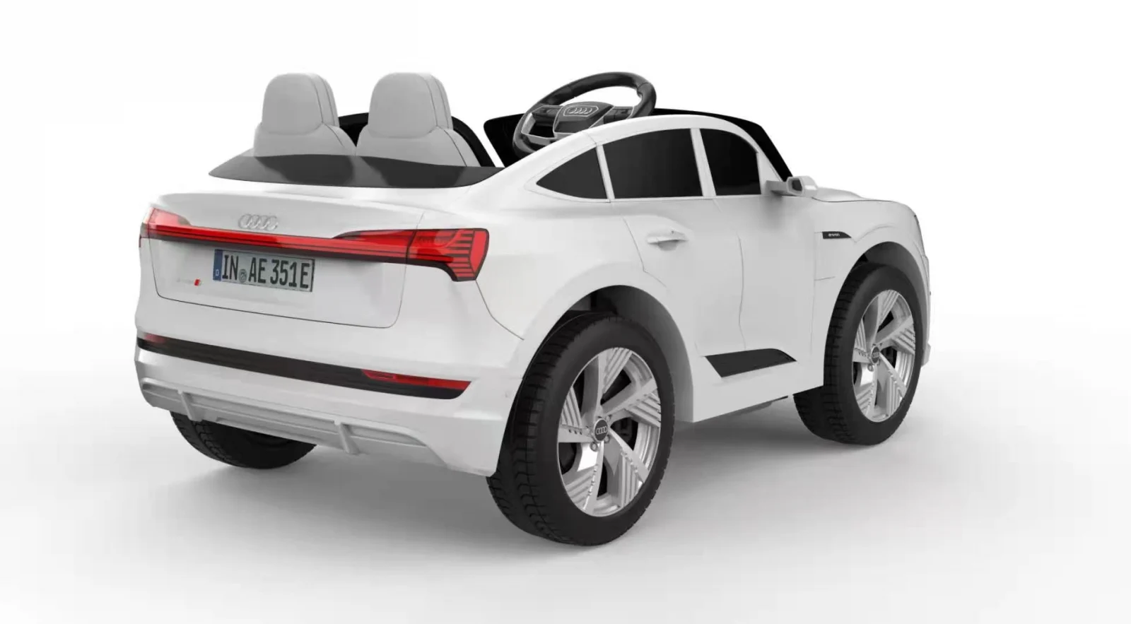 Electric licensed ride-on car for children Audi E-tron Sportback, leather seat & EVA wheels, white [19]