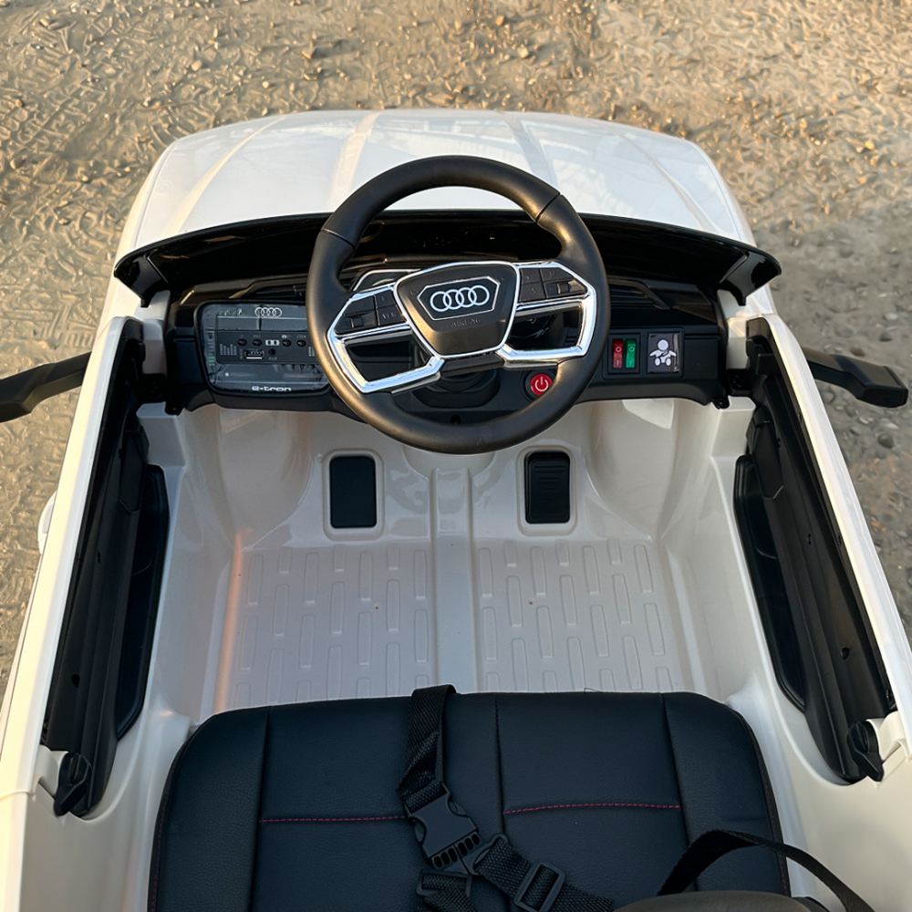 Electric licensed ride-on car for children Audi E-tron Sportback, leather seat & EVA wheels, white [12]