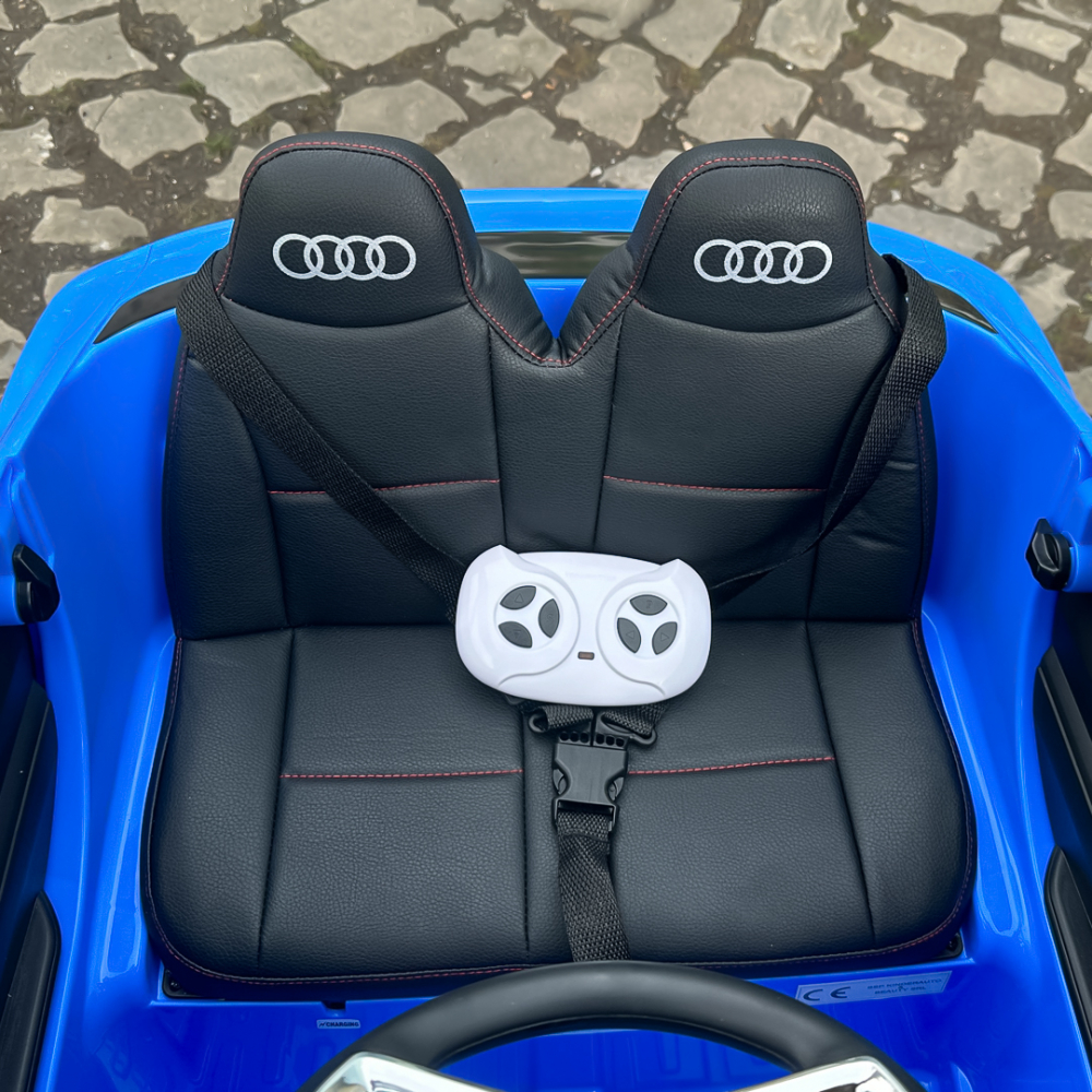 Masinuta electrica cu licenta Audi E-tron Sportback, 4x4, putere 140W, scaun tapitat, albastra [16]