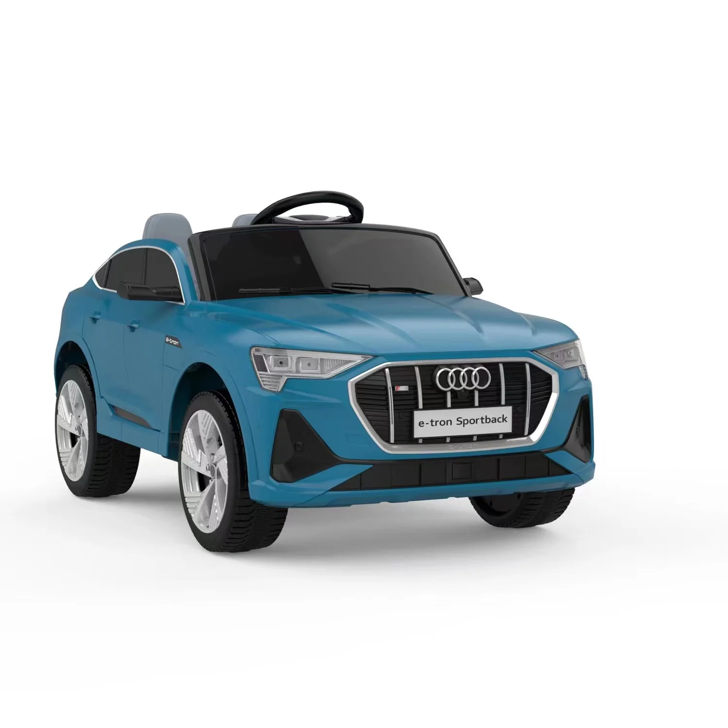 Masinuta electrica cu licenta Audi E-tron Sportback, 4x4, putere 140W, scaun tapitat, albastra [1]