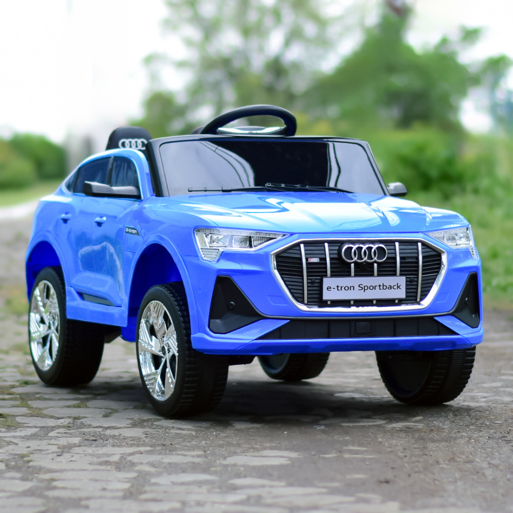 Masinuta electrica cu licenta Audi E-tron Sportback, 4x4, putere 140W, scaun tapitat, albastra [4]