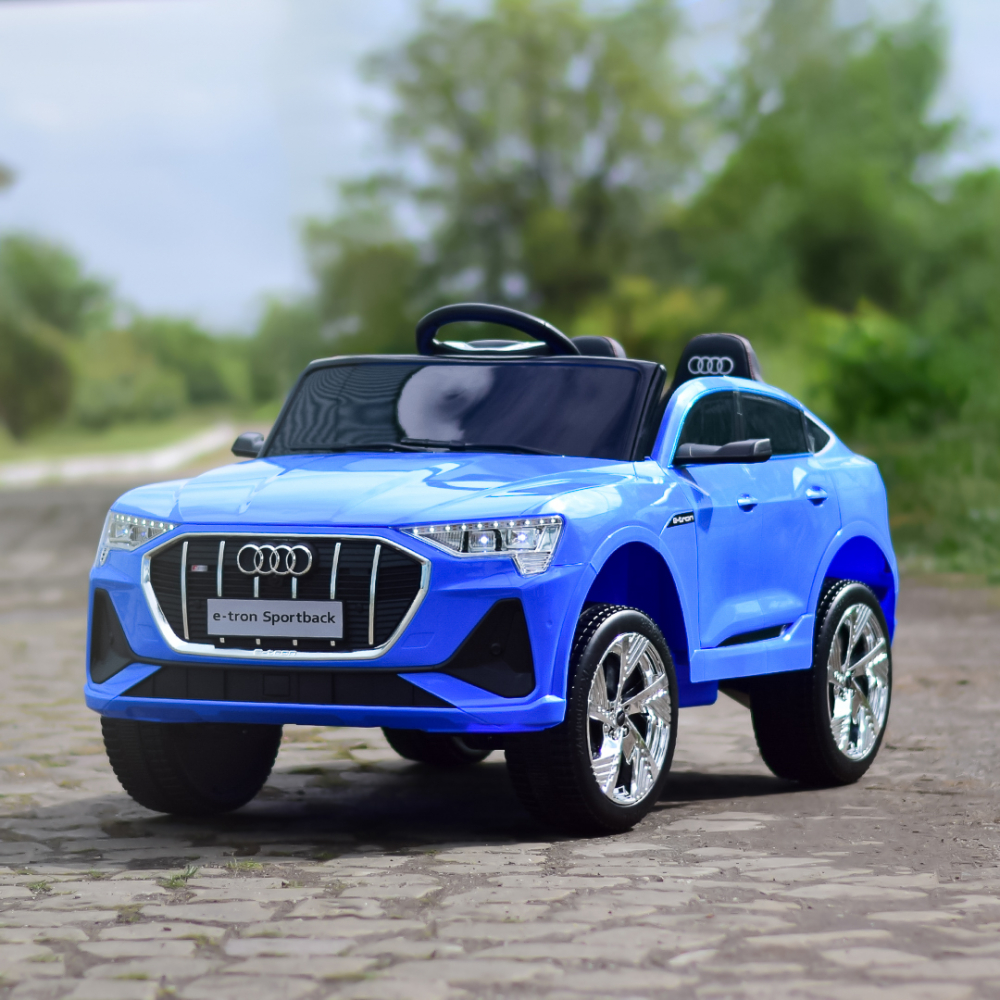 Masinuta electrica cu licenta Audi E-tron Sportback, 4x4, putere 140W, scaun tapitat, albastra [5]