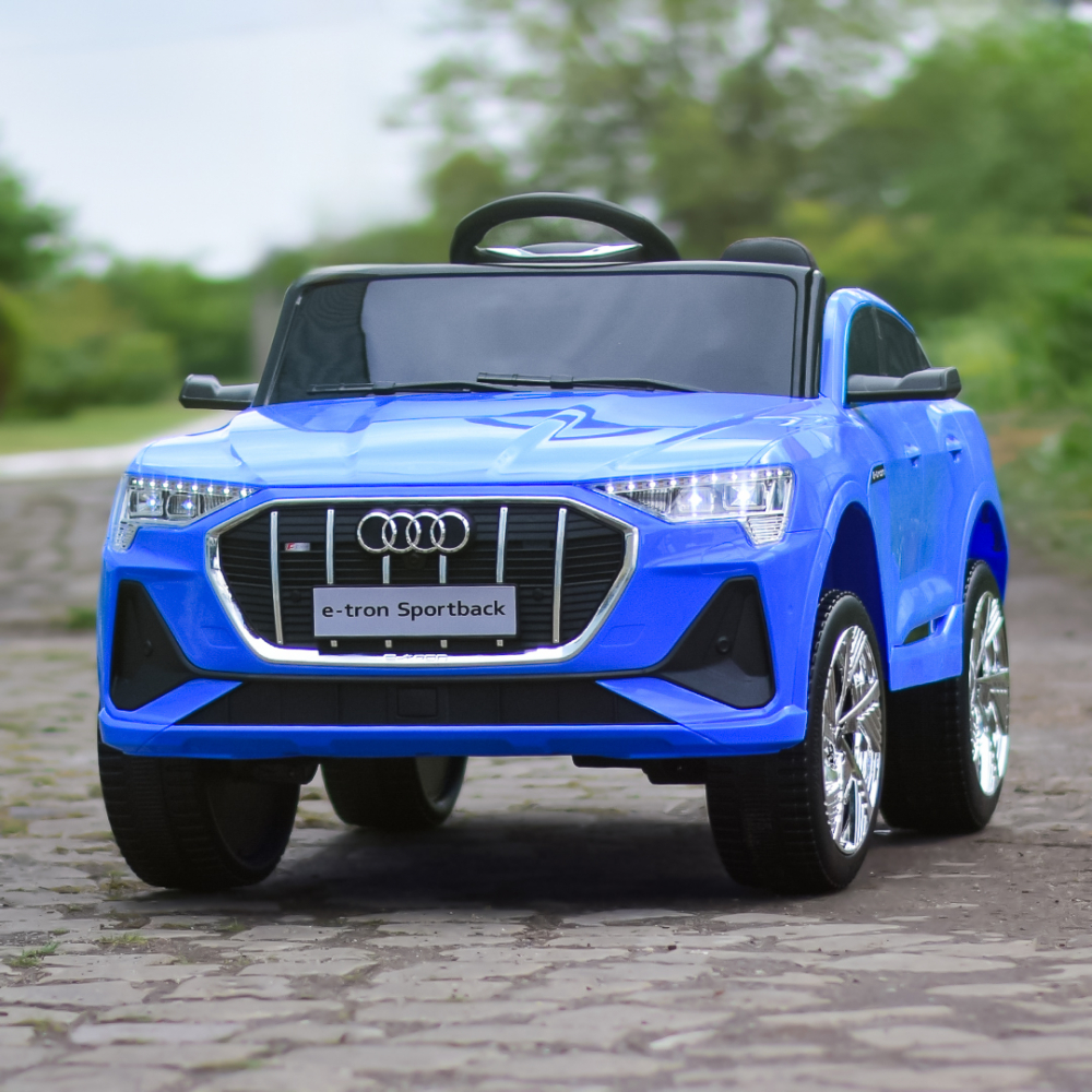 Masinuta electrica cu licenta Audi E-tron Sportback, 4x4, putere 140W, scaun tapitat, albastra [2]