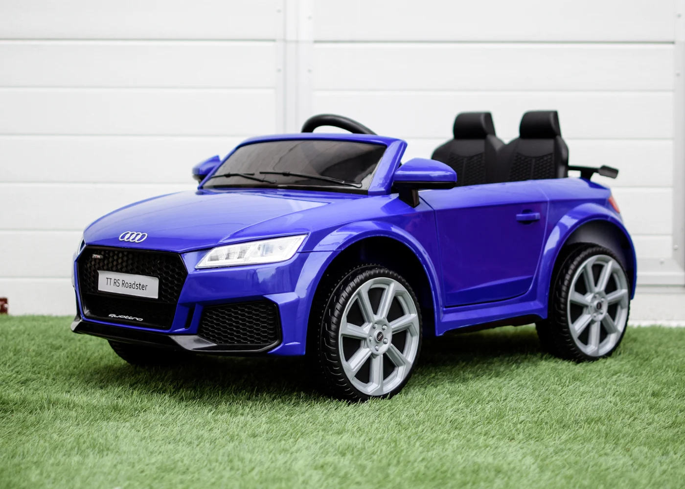 Masinuta electrica cu licenta Audi TTRS Roadster 70W 12V, cu roti moi, scaun tapitat, albastru [6]